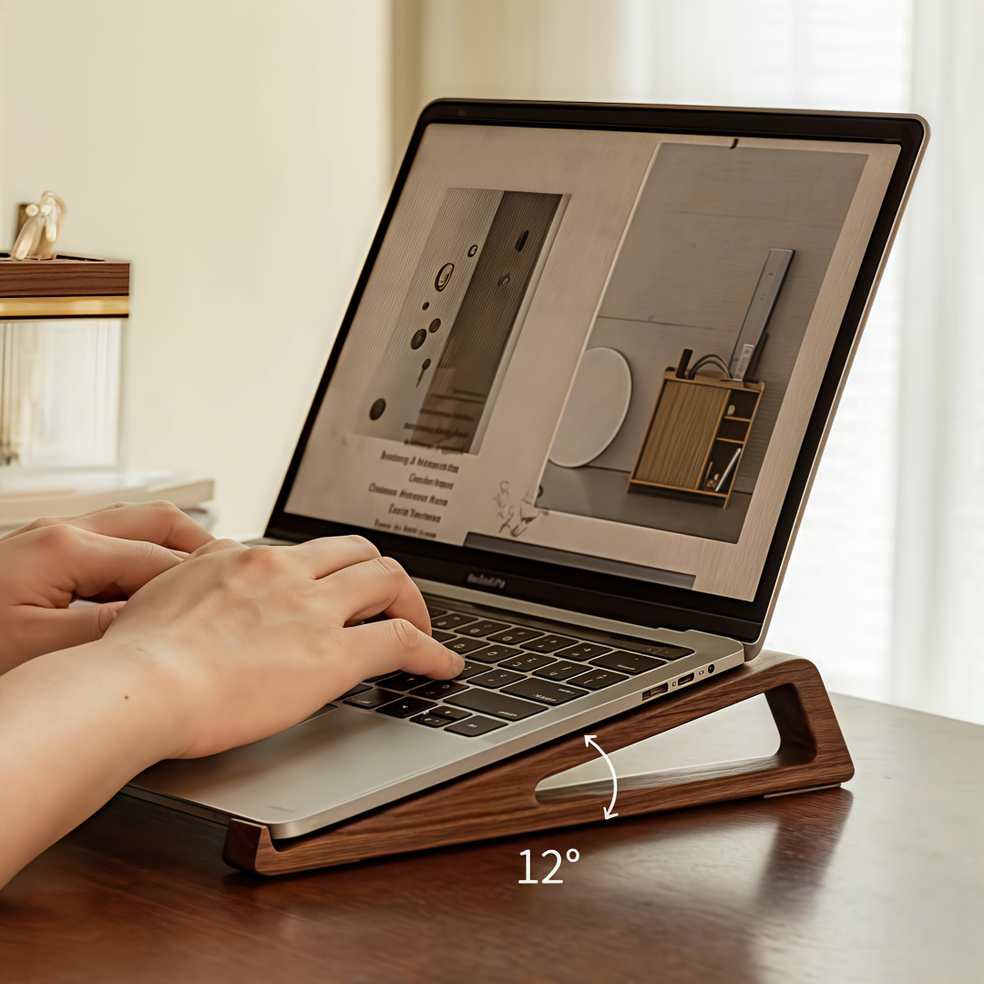 Laptop Stand Bamboo - 휴대용 접이식 목재 노트북 스탠드-인체공학적 12