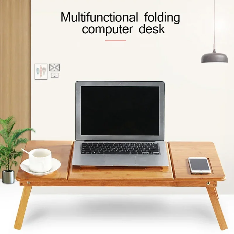 Laptop Stand Bamboo - 조절 가능한 대나무 노트북 책상/스탠드(팬 포함)