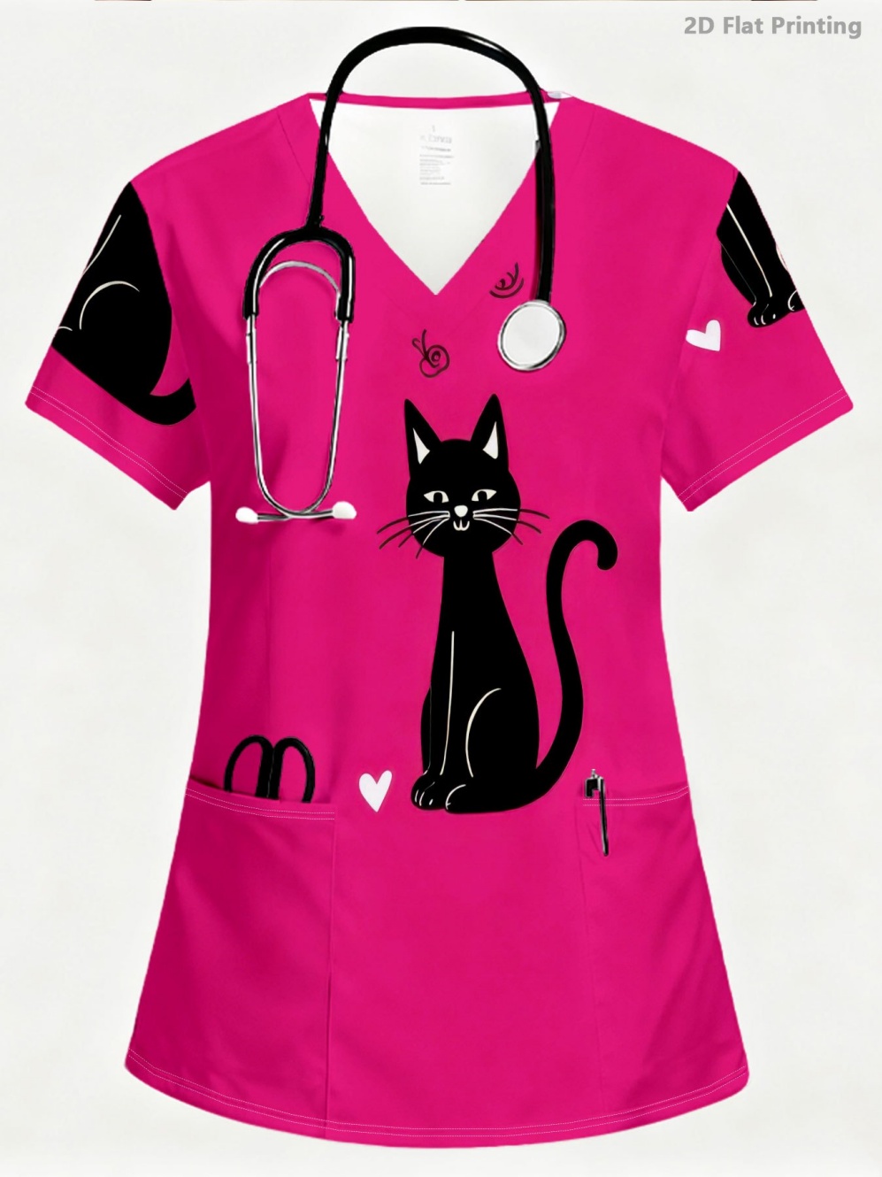 여름 여성 패션 V 넥 짧은 소매 유니폼 포켓 탑 귀여 - Vet Tech Accessories 리뷰 및 가격